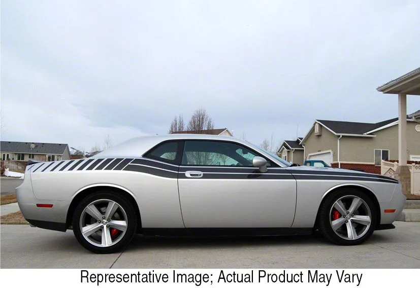 Dual Side Stripes with Stobes; Silver Grey (08-10 Challenger)