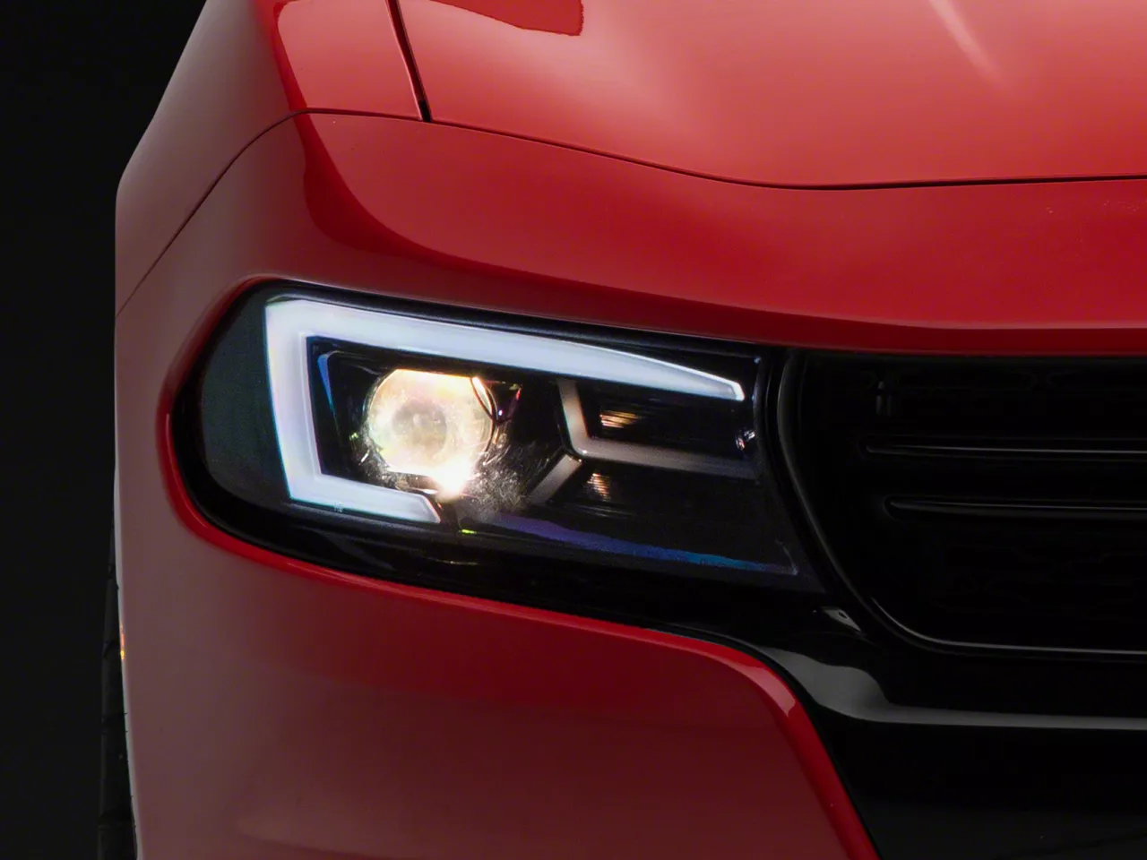LED Bar Projector Headlights; Black Housing; Clear Lens (15-23 Charger w/ Factory Halogen Headlights)