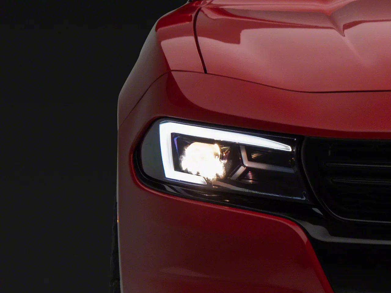 LED Bar Projector Headlights; Black Housing; Smoked Lens (15-23 Charger w/ Factory Halogen Headlights)