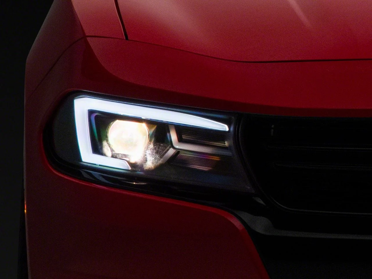 LED Bar Projector Headlights; Matte Black Housing; Clear Lens (15-23 Charger w/ Factory Halogen Headlights)