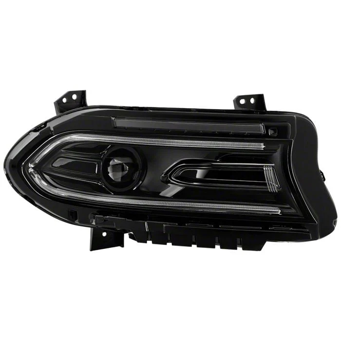 OE Style Projector Headlight with DRL Switchback; Black Housing; Clear Lens; Passenger Side (2023 Charger)