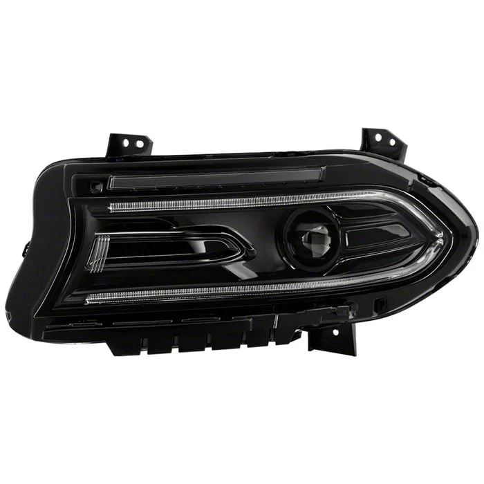 OE Style Projector Headlight with DRL Switchback; Black Housing; Clear Lens; Driver Side (2023 Charger)