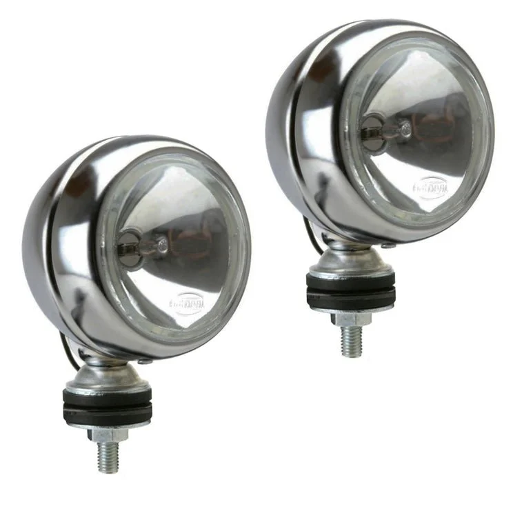 Chrome 4" Round Off-Road Light W/Mounting Post - H3 55W, Pair