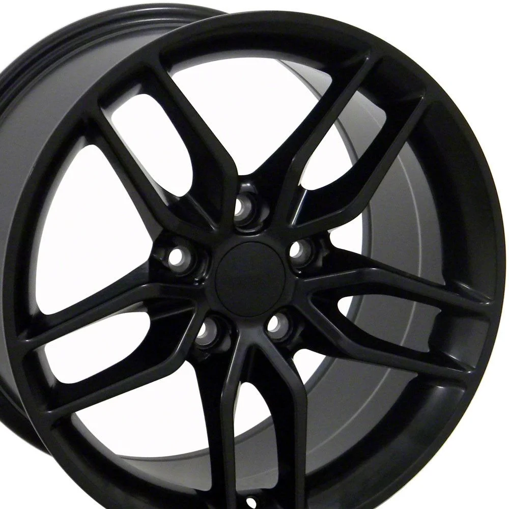 C7 Stingray Style Satin Black Wheel; Front Only; 18x8.5; 56mm Offset (05-13 Corvette C6, Excluding Grand Sport, Z06 & ZR1)