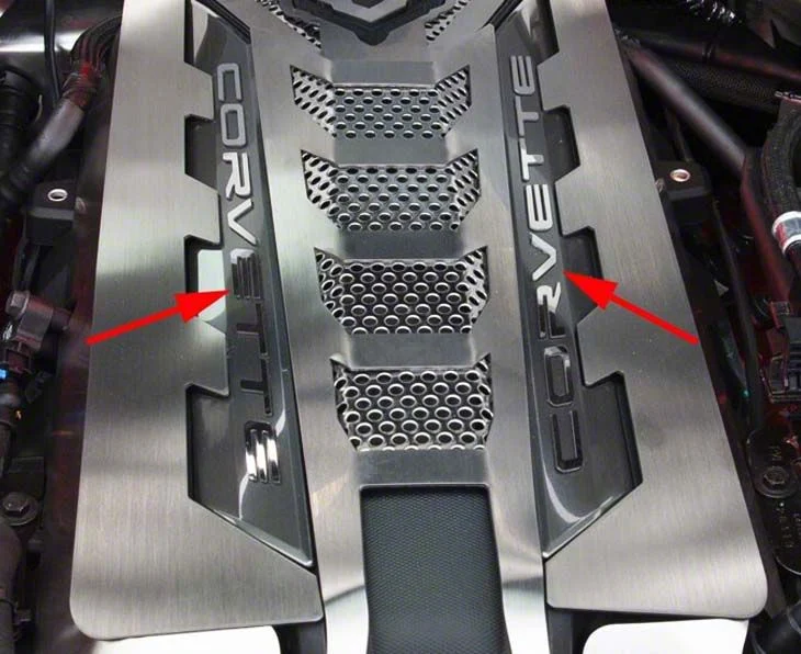 Engine Shroud CORVETTE Lettering Kit; Polished (20-26 Corvette C8 Coupe)