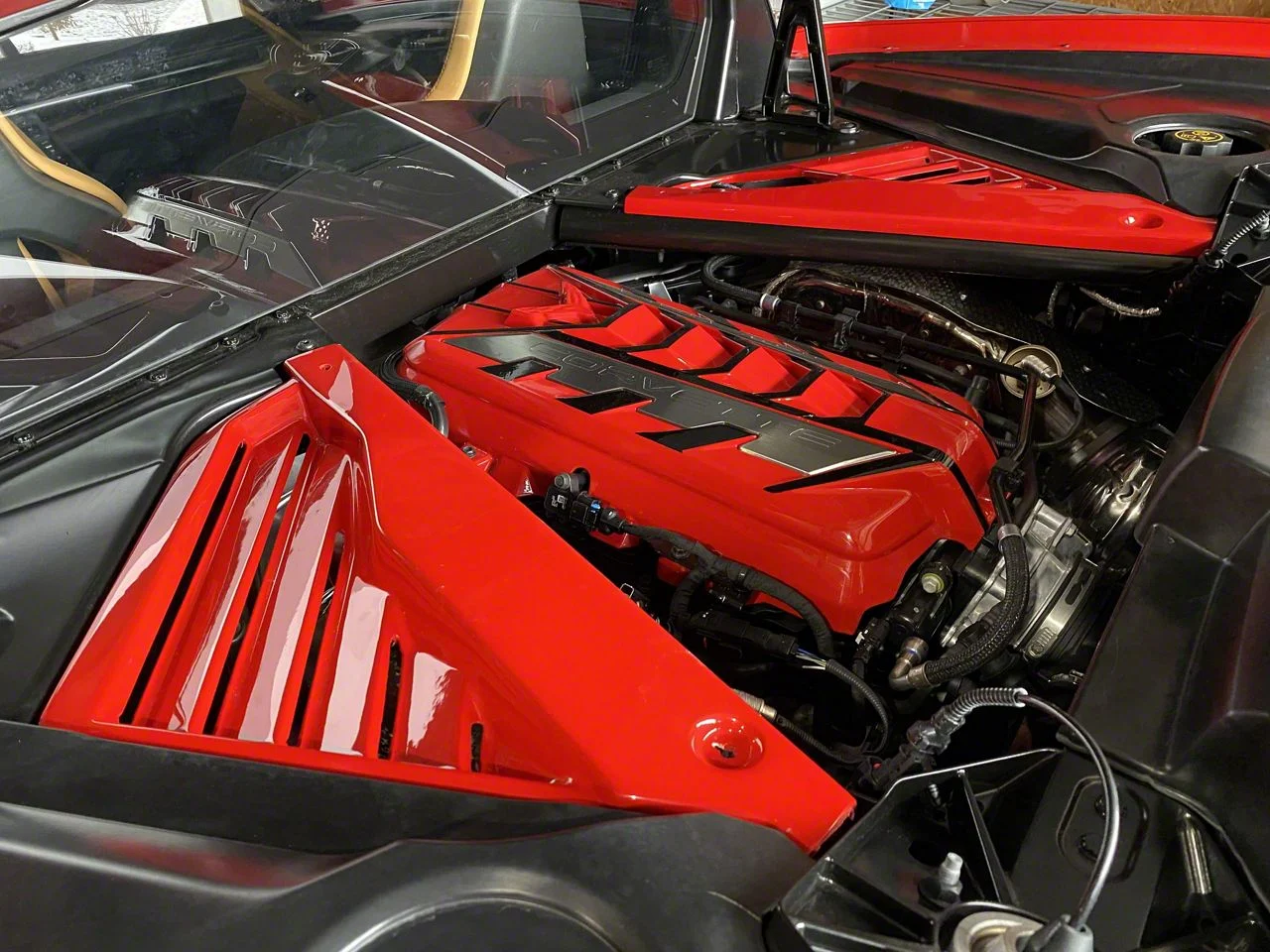 Fiberglass Engine Bay Filler Covers; Hypersonic Gray (20-26 Corvette C8 Coupe)