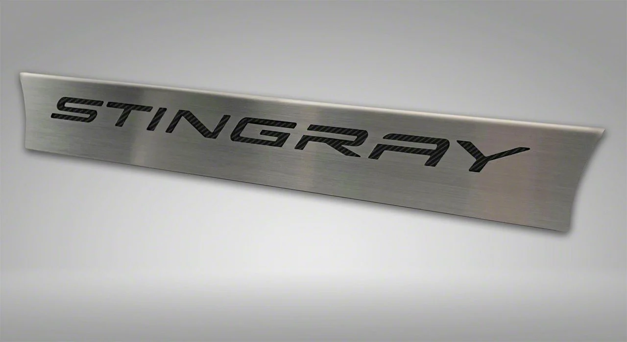 Lower Rear Window Accent with Stingray Lettering; Black Carbon Fiber Inlay (20-26 Corvette C8 Coupe)