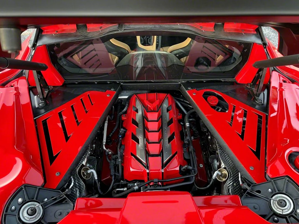 Steel Engine Bay Filler Covers without Oil Fill Area Cutout; Arctic White (20-26 Corvette C8 Coupe)