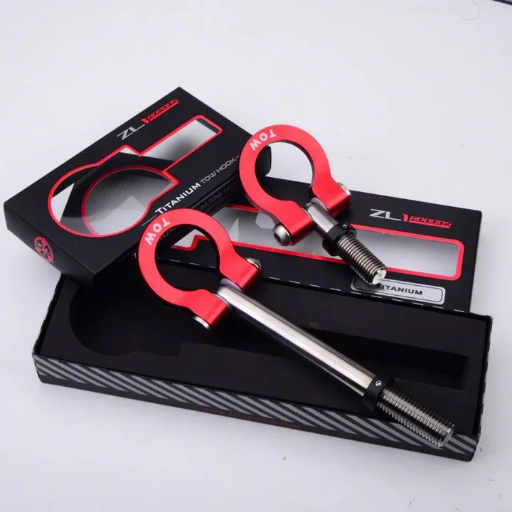 Titanium Tow Hook with Red D-Ring; Front and Rear (14-26 Corvette C7 & C8)
