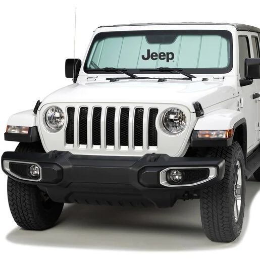 Covercraft  Jeep Logo UVS 100 Original Sunscreen for 18-24 Jeep Wrangler JL & Gladiator JT - Jeep Grille Logo for 18-24 Jeep Wrangler JL & Gladiator JT