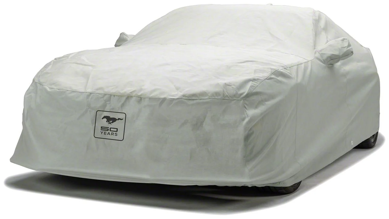 Covercraft Custom Car Covers 3-Layer Moderate Climate Car Cover with Antenna Pocket and Black Mustang 50 Years Logo (15-26 Mustang Convertible)