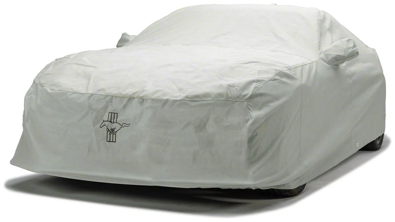 Covercraft Custom Car Covers 3-Layer Moderate Climate Car Cover with Antenna Pocket and Black Mustang Tri-Bar Logo (15-26 Mustang Fastback, Excluding GT350, GT500 & 22-26 GT Fastback w/ Performance Pack)