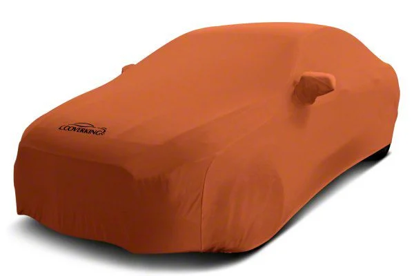 Coverking Satin Stretch Indoor Car Cover with Pocket for Rod-Style Roof Antenna; Inferno Orange (08-10 Charger w/ Rear Spoiler)