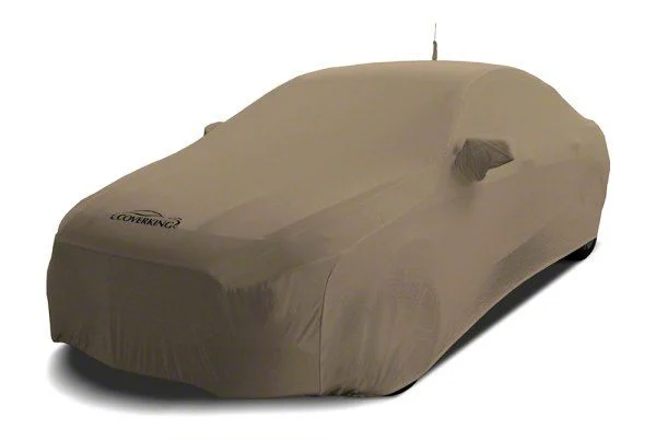 Coverking Satin Stretch Indoor Car Cover with Pocket for Rod-Style Roof Antenna; Sahara Tan (08-10 Charger w/o Rear Spoiler)