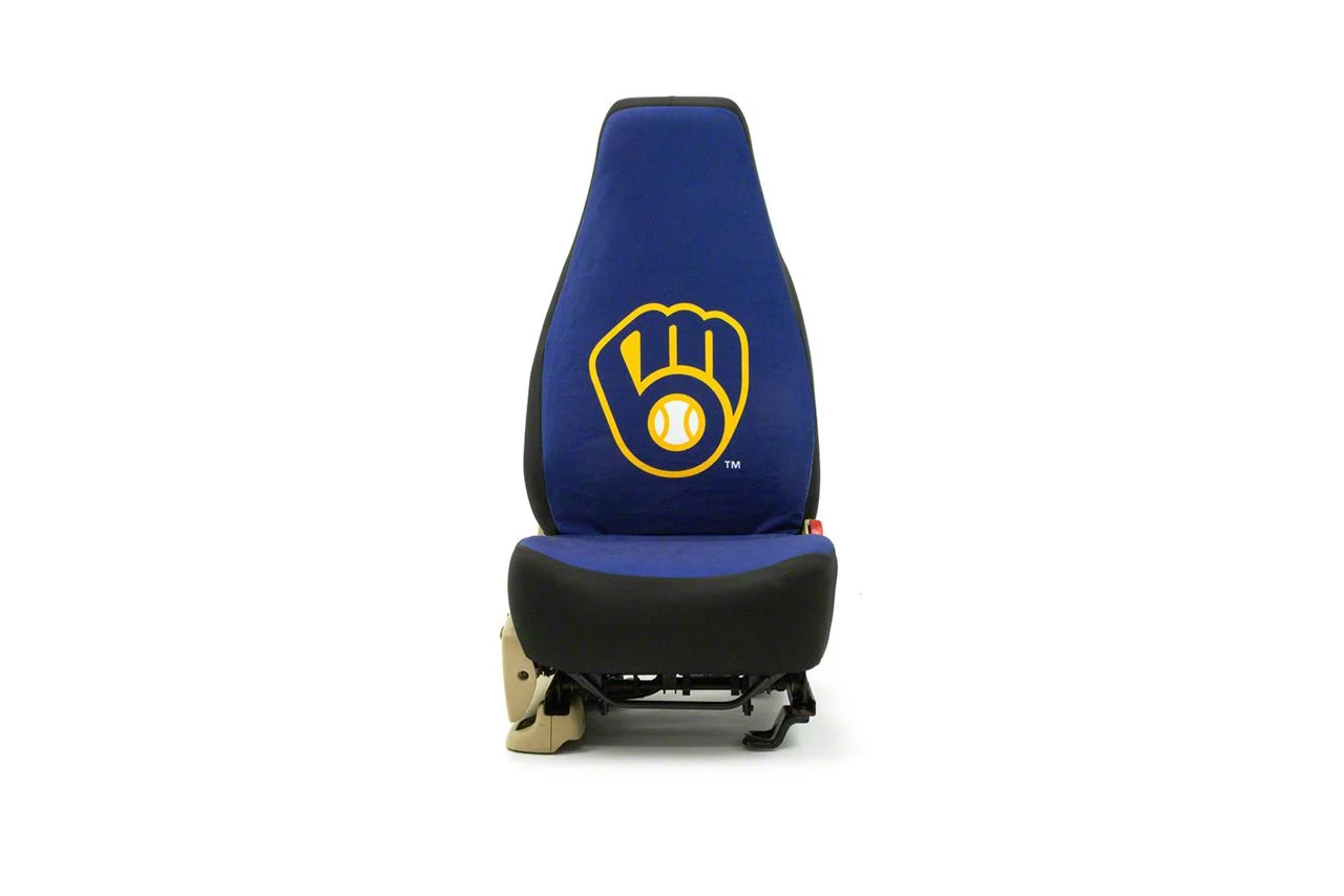 Coverking Universal Ultisuede Seat Cover with Milwaukee Brewers Logo (Universal; Some Adaptation May Be Required)