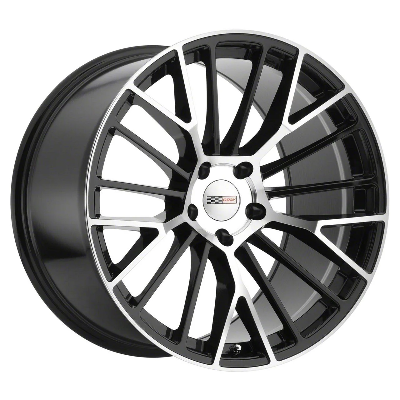 Cray Astoria Gloss Black with Mirror Cut Face Wheel; Rear Only; 19x10.5; 65mm Offset (05-13 Corvette C6 Base)
