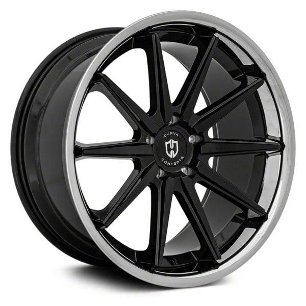 Curva Concepts C24 Gloss Black Stainless Chrome Wheel; 20x9; 35mm Offset (16-24 Camaro LS, LT, SS)