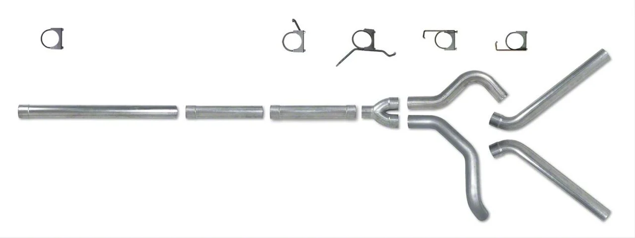 4-Inch Aluminized Steel Muffler Delete Dual Exhaust System; Side Exit (04.5-07 5.9L RAM 3500)