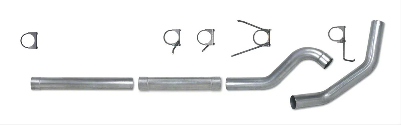 4-Inch Aluminized Steel Muffler Delete Single Exhaust System; Side Exit (04.5-07 5.9L RAM 3500)