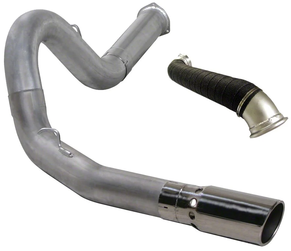 5-Inch Aluminized Steel DPF-Back Single Exhaust System with Polished Tip and Turbo Direct Pipe; Side Exit (07-10 6.6L Duramax Silverado 2500 HD)