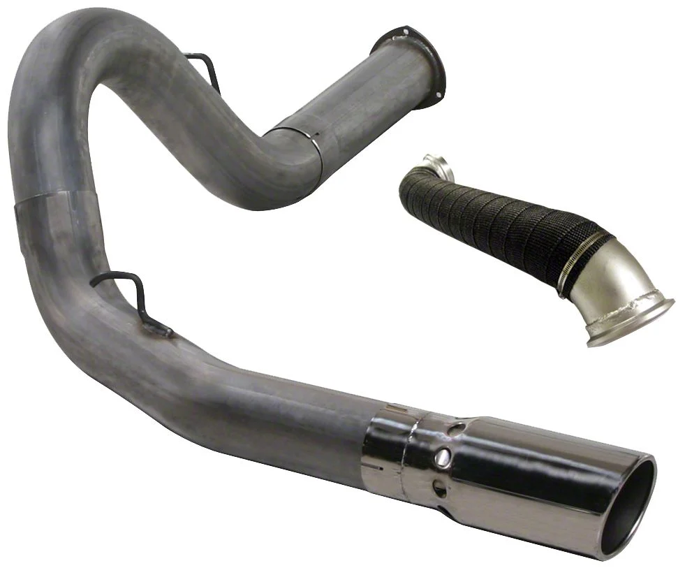 5-Inch Stainless Steel DPF-Back Single Exhaust System with Polished Tip and Turbo Direct Pipe; Side Exit (07-10 6.6L Duramax Silverado 2500 HD)