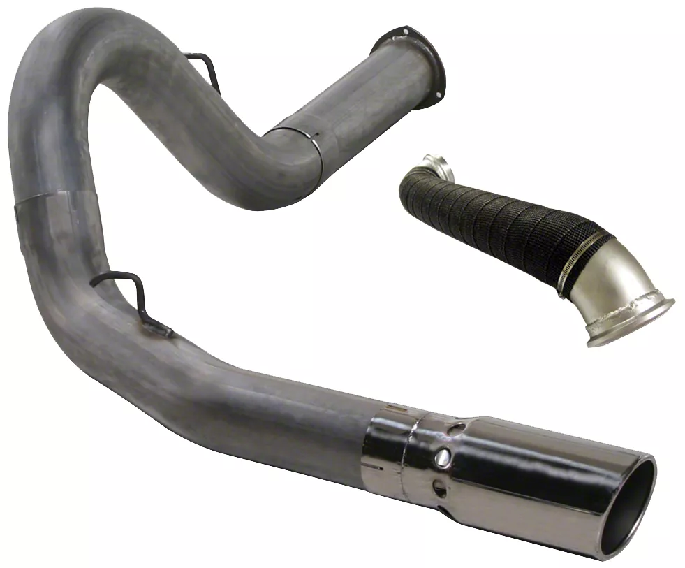 5-Inch Stainless Steel DPF-Back Single Exhaust System with Polished Tip and Turbo Direct Pipe; Side Exit (07-10 6.6L Duramax Silverado 3500 HD)