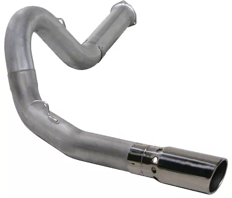 5-Inch Aluminized Steel DPF-Back Single Exhaust System with Polished Tip; Side Exit (07-10 6.6L Duramax Silverado 3500 HD)