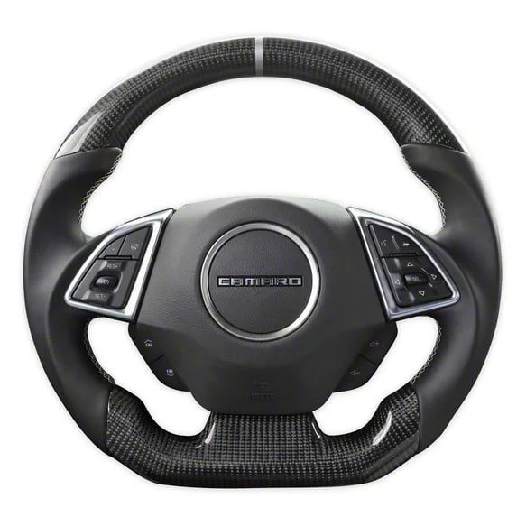 Steering Wheel; Carbon Fiber with Leather Grips (16-24 Camaro w/o Heated Steering Wheel)
