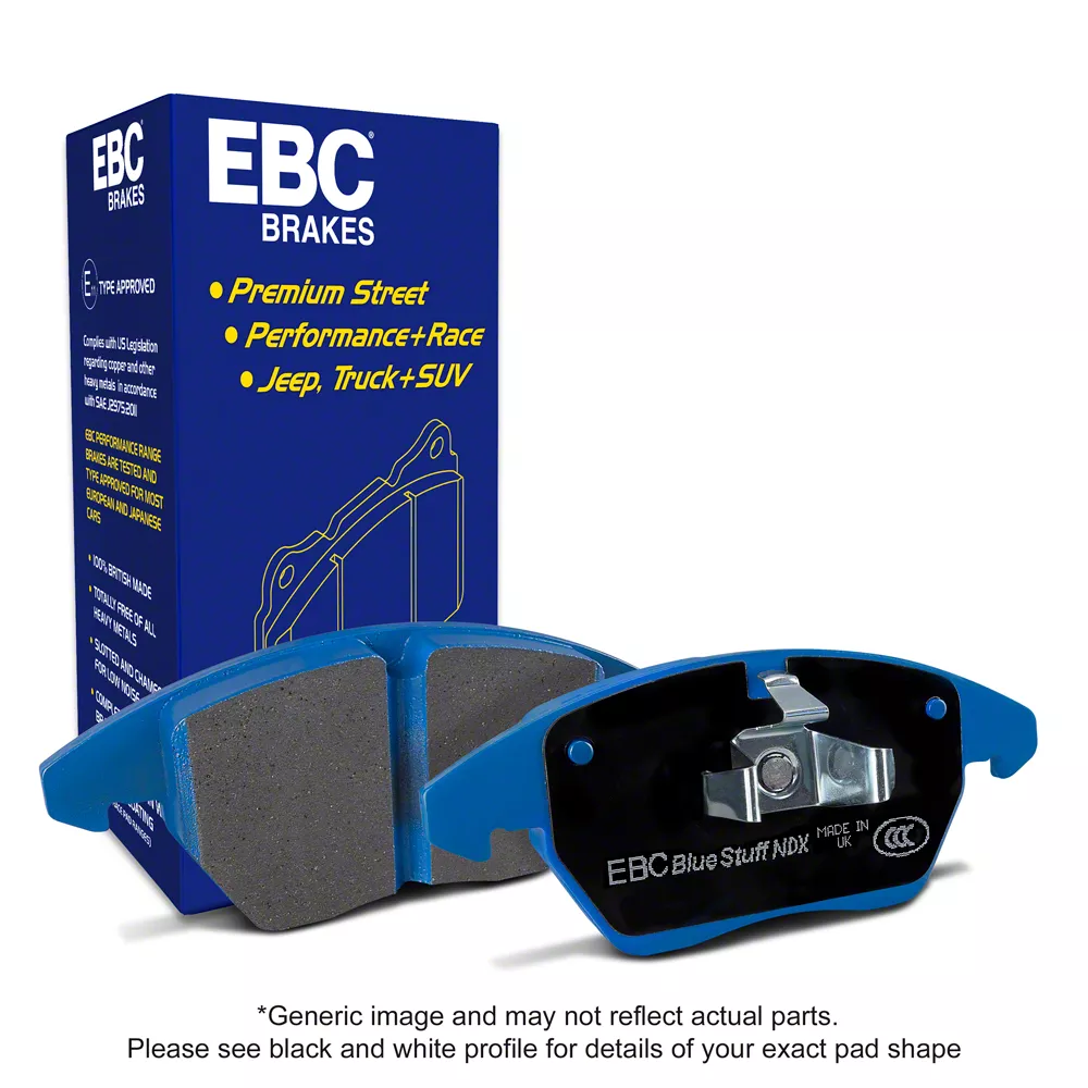 EBC Brakes Bluestuff NDX Fastest Street and Race High-Friction Metallic Brake Pads; Front Pair (15-23 Mustang GT w/o Performance Pack, EcoBoost w/ Performance Pack)