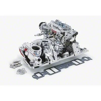 Edelbrock Performer Series Single-Quad Intake Manifold and Carburetor Kit for Small-Block Chevy with Vortec Heads (07-19 6.0L Sierra 3500 HD)