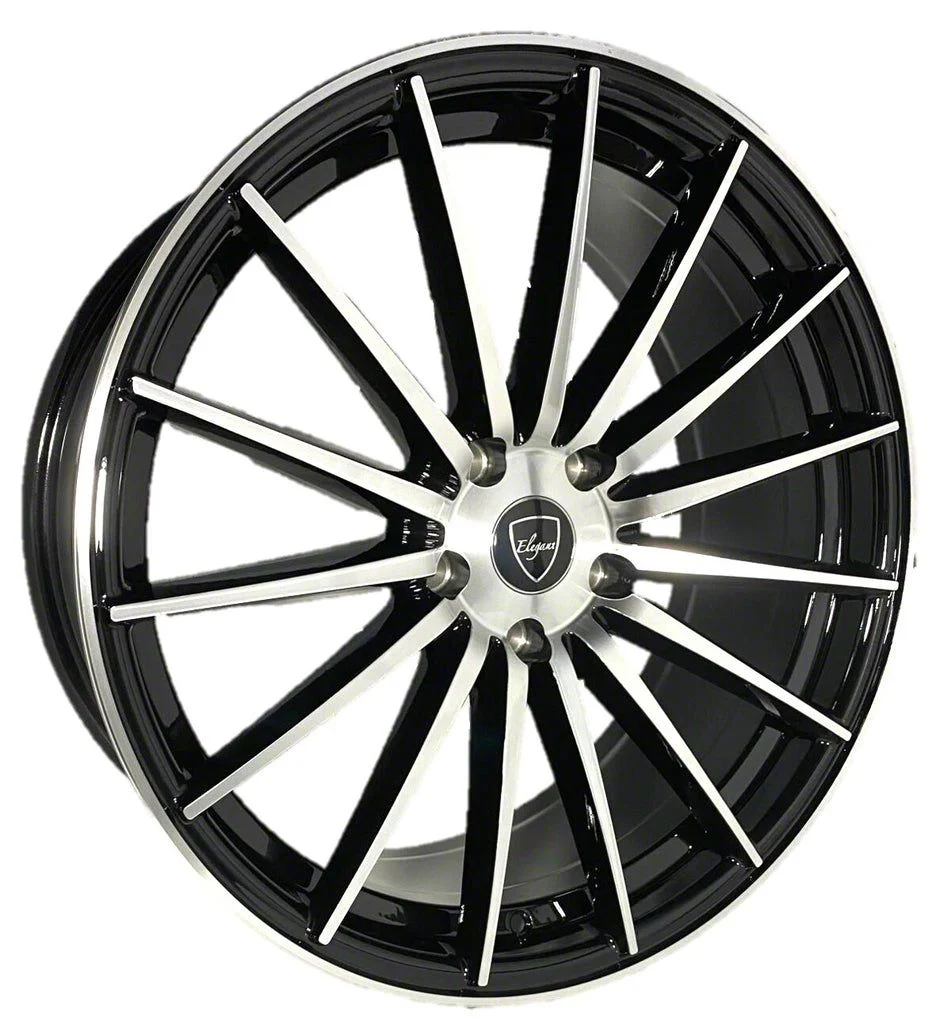 Elegant E007 Gloss Black Machined Wheel; 20x8.5; 30mm Offset (10-15 Camaro)