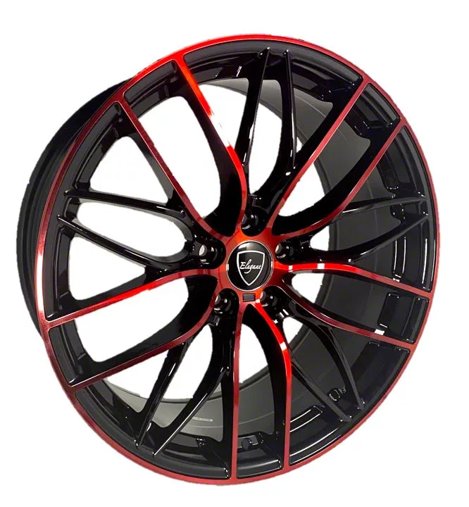 Elegant E010 Gloss Black Candy Red Face Wheel; 20x8.5; 30mm Offset (16-24 Camaro)