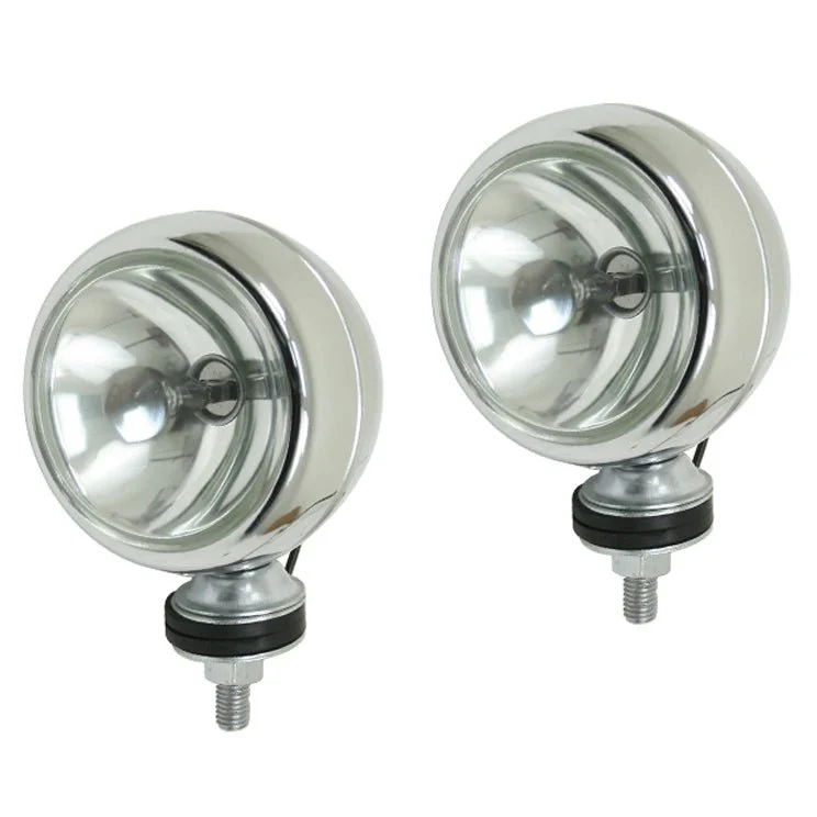Empi 16-9150 Chrome 4" Round Off-Road Light W/Mounting Post - H3 55W, Pair