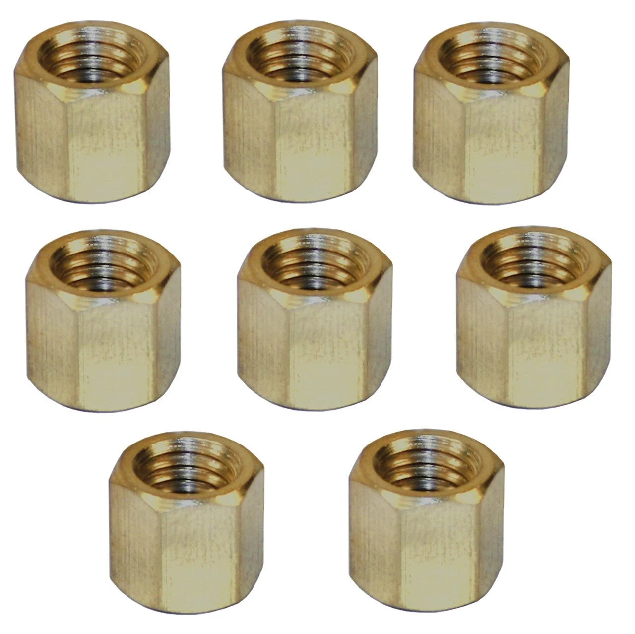 Vw Bug Brass Intake / Exhaust Nut, 8mm-1.25mm, 11mm Hex Head, Set Of 8