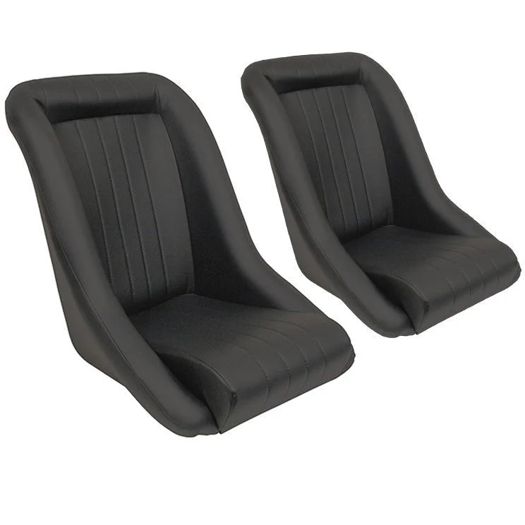 Empi 62-2880 Race Trim Roadster Style Lo-Back Seats - Black Vinyl, Pair