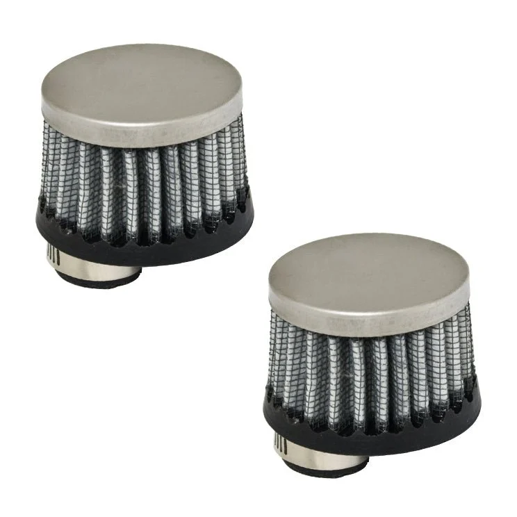 Empi 9053 Chrome Gauze Mini Breather Filter Without Shield, Offset Hole, Pair