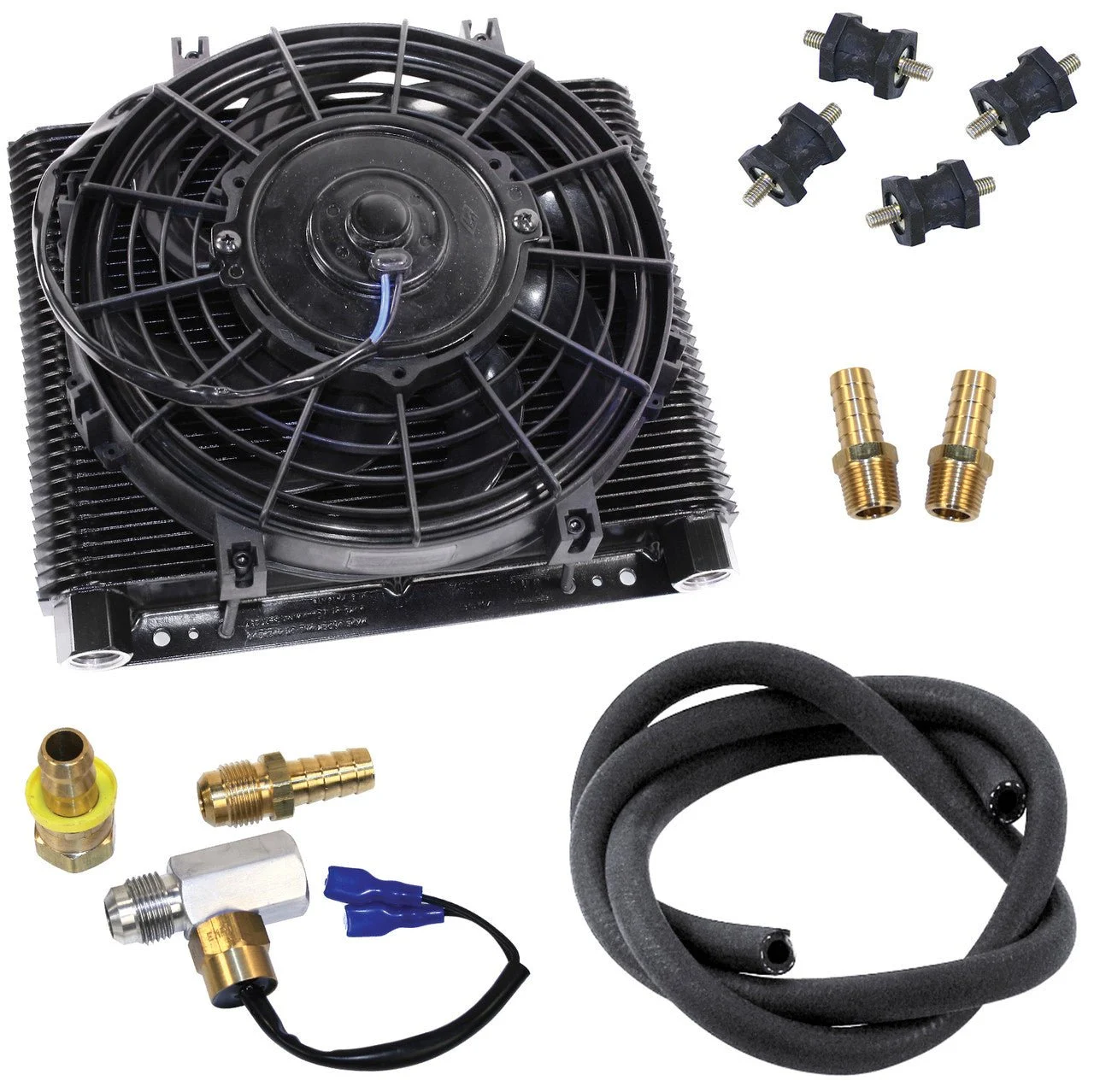 Empi 9293 Mesa 96 Plate Oil Cooler/Electric Fan Kit W/Fan Thermostat, Hose