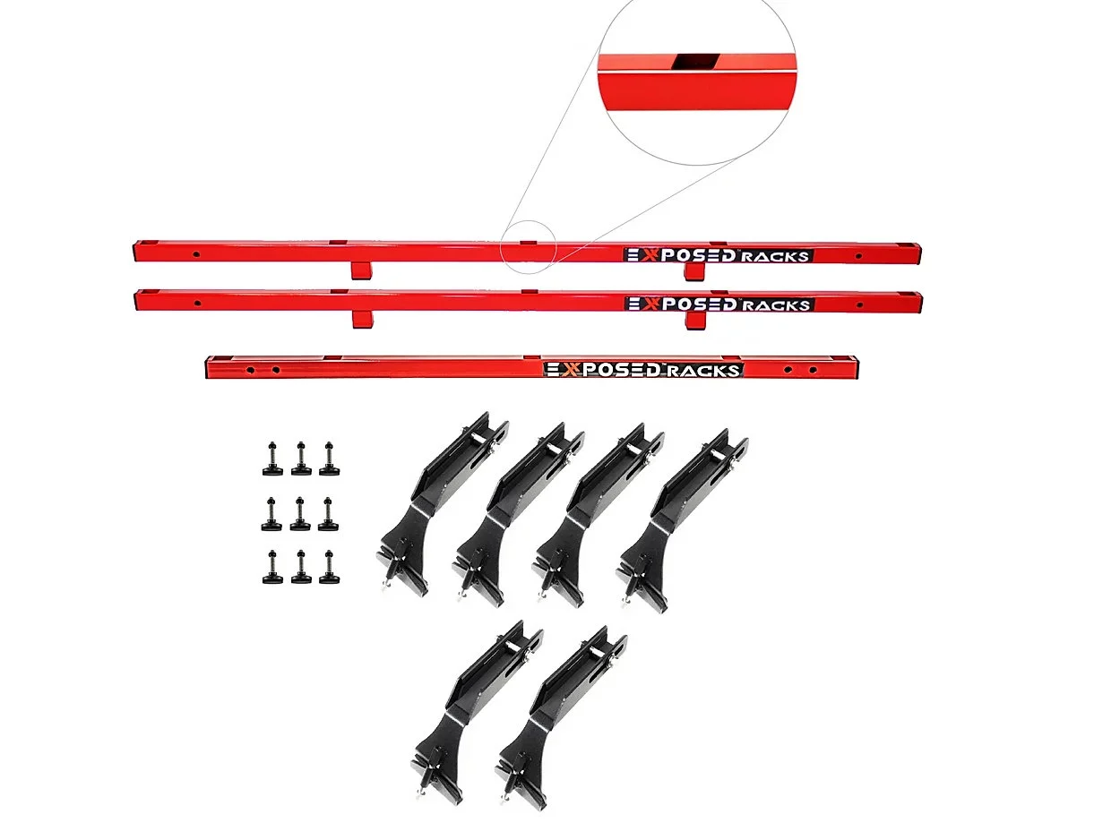 Exposed Racks  Hardtop Tent Roof Rack for 07-18 Jeep Wrangler JK 2-Door Multi-Function Click-In Red for 07-18 Jeep Wrangler JK 2-Door