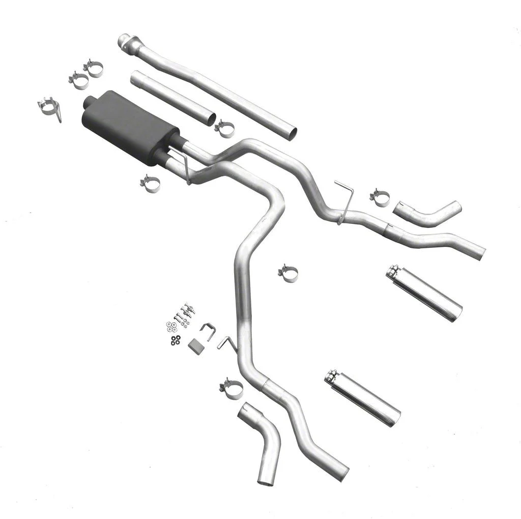Dual Exhaust System with Polished Tips; Side/Rear Exit (09-10 4.6L F-150)