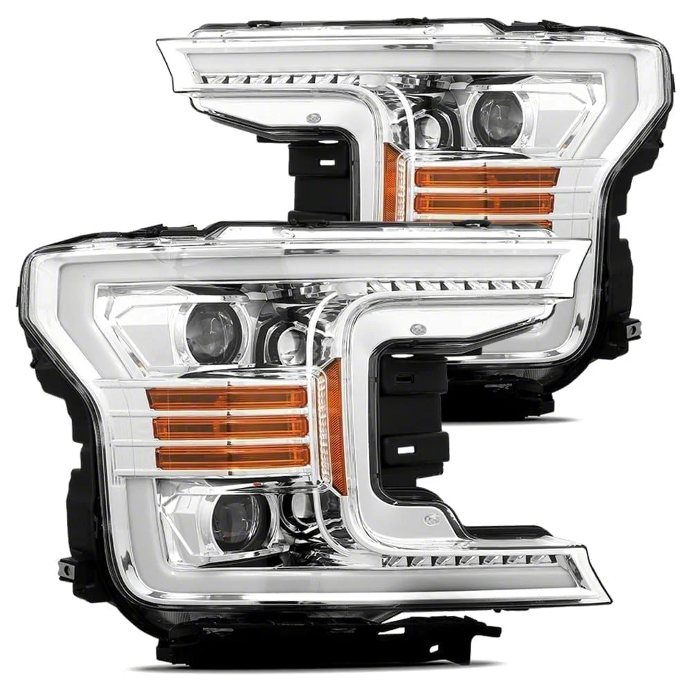 AlphaRex LUXX-Series LED Projector Headlights; Chrome Housing; Clear Lens (18-20 F-150 w/ Factory LED Headlights)