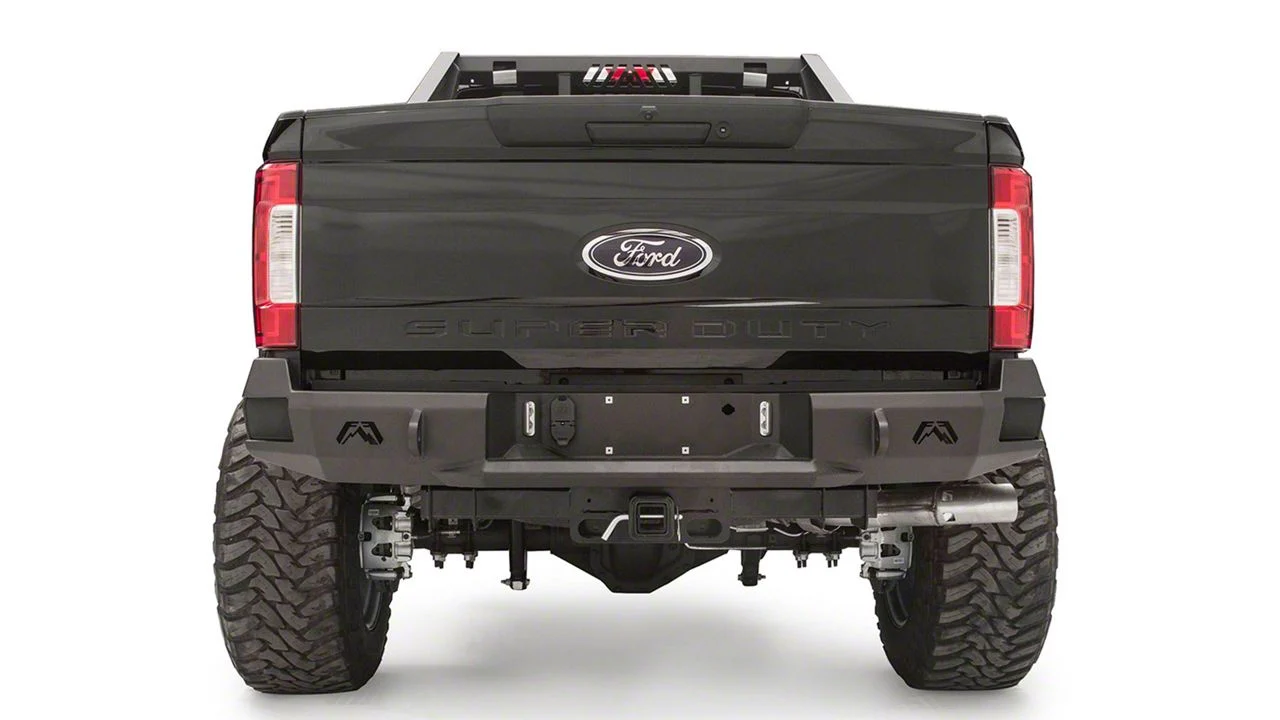 Fab Fours Premium Rear Bumper; Not Pre-Drilled for Backup Sensors; Matte Black (17-22 F-250 Super Duty)
