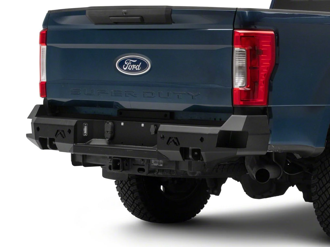 Fab Fours Premium Rear Bumper; Pre-Drilled for Backup Sensors; Matte Black (17-22 F-250 Super Duty)