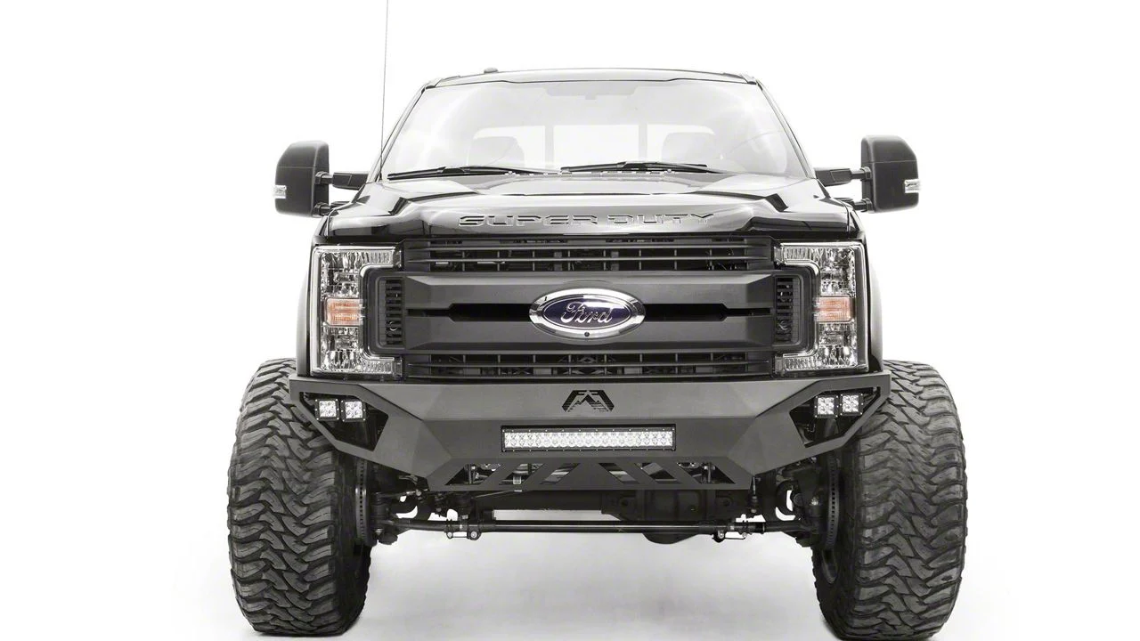 Fab Fours Vengeance Front Bumper with No Guard; Matte Black (17-22 F-250 Super Duty)