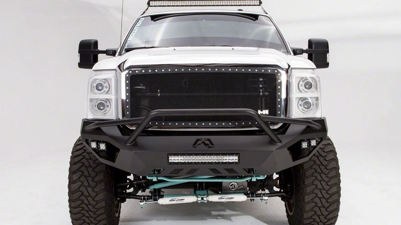 Fab Fours Vengeance Front Bumper with Pre-Runner Guard; Matte Black (11-16 F-250 Super Duty)