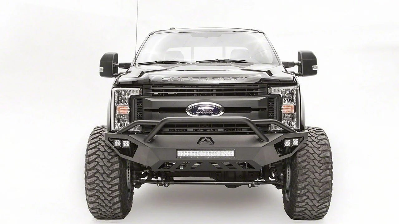 Fab Fours Vengeance Front Bumper with Pre-Runner Guard; Matte Black (17-22 F-250 Super Duty)