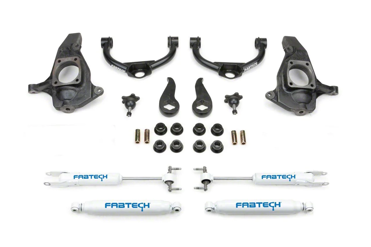 Fabtech 3.50-Inch Ball Joint Upper Control Arm Lift Kit with Performance Shocks (11-19 Sierra 2500 HD Extended/Double Cab, Crew Cab)