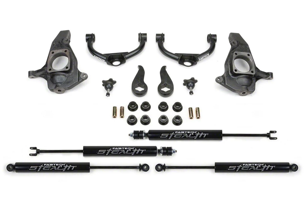 Fabtech 3.50-Inch Ball Joint Upper Control Arm Lift Kit with Stealth Shocks (11-19 Sierra 2500 HD Extended/Double Cab, Crew Cab)
