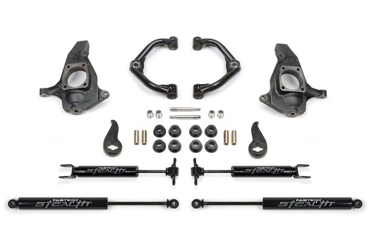Fabtech 3.50-Inch Uniball Upper Control Arm Lift Kit with Stealth Shocks (11-19 Sierra 2500 HD Extended/Double Cab, Crew Cab)