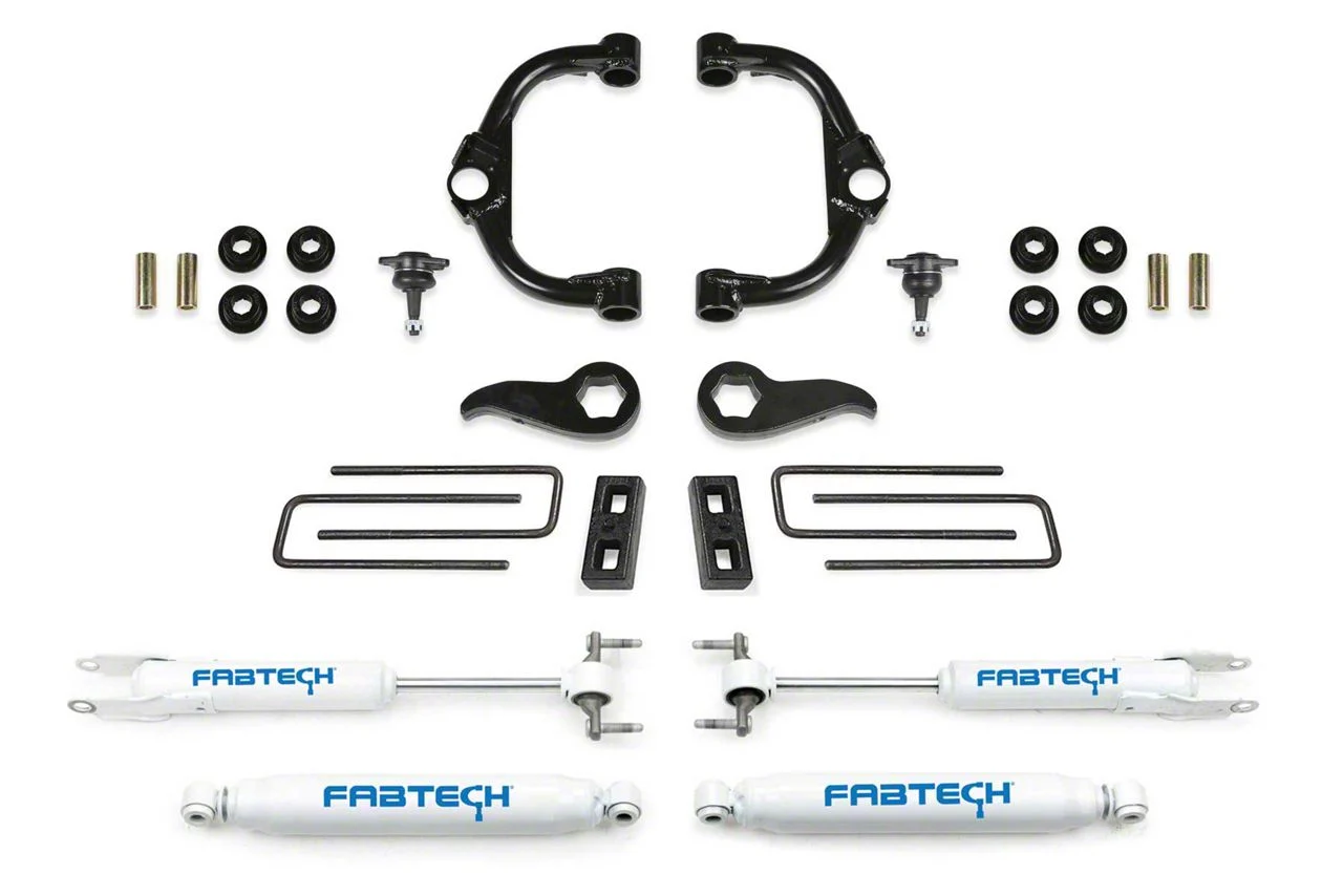 Fabtech 3.50-Inch Ball Joint Upper Control Arm Suspension Lift Kit with Performance Shocks (20-26 4WD Sierra 3500 HD Double Cab, Crew Cab)