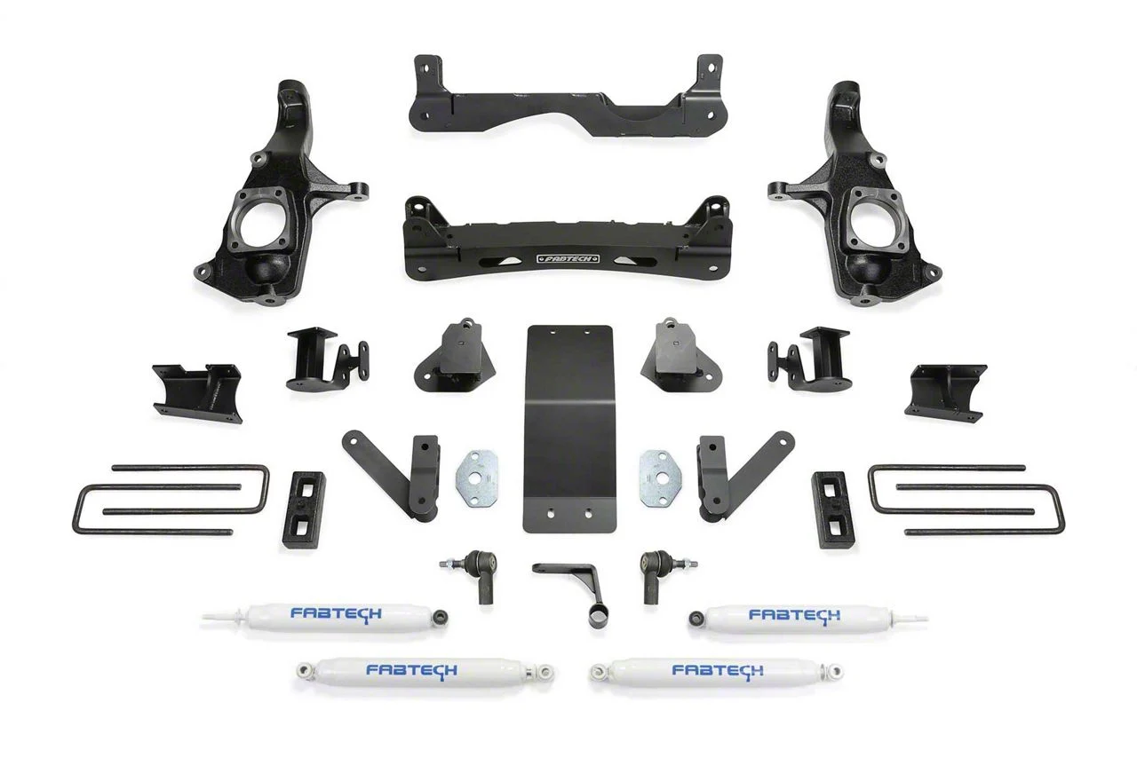 Fabtech 4-Inch Performance Suspension Lift Kit with Performance Shocks (11-19 Sierra 3500 HD Extended/Double Cab, Crew Cab)